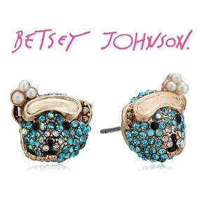 Betsey Johnson Blue Scuba Bear Stud Earrings